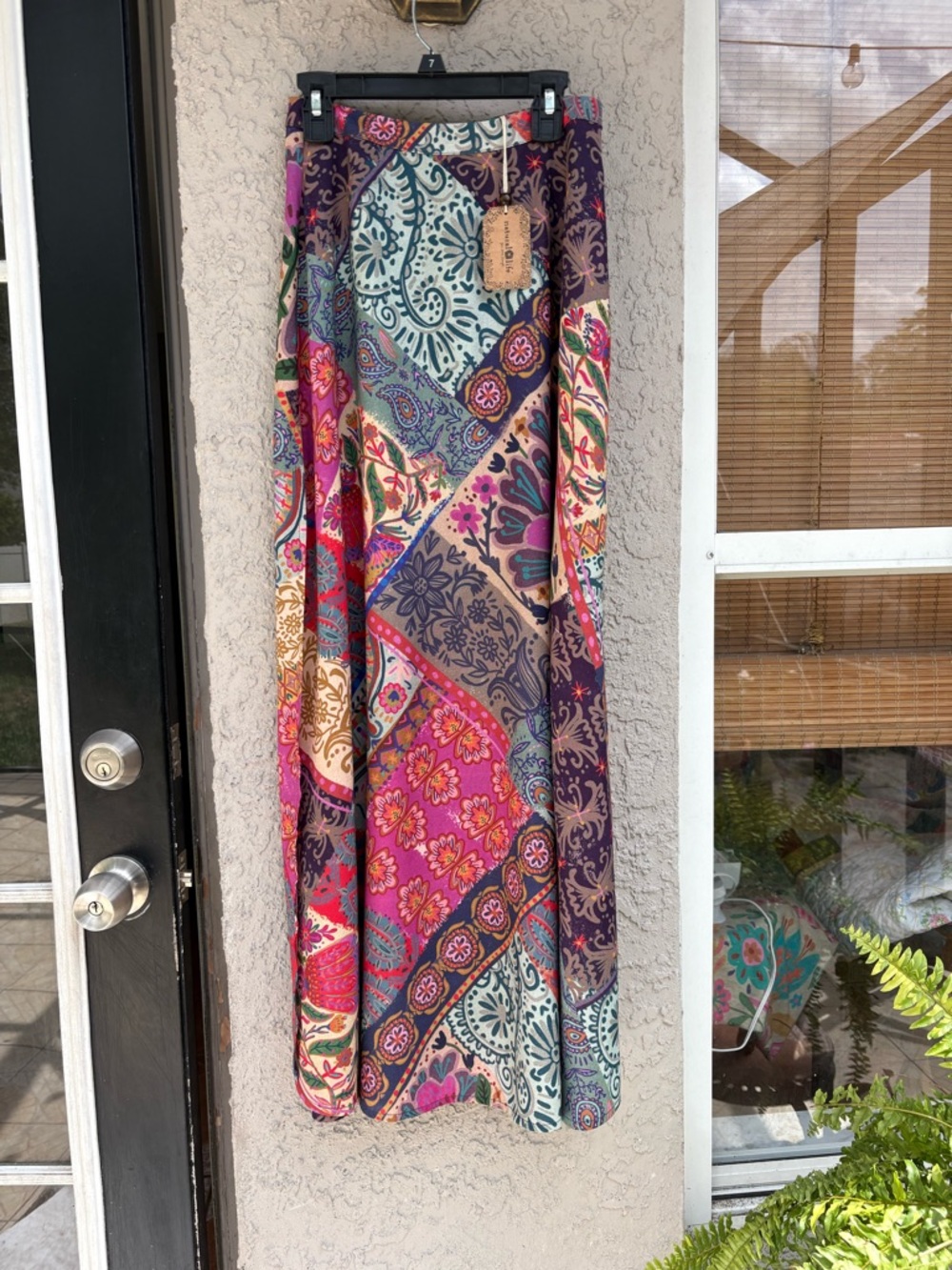NATURAL LIFE Patchwork Maxi Skirt in Pink, Purple, Teal, Cream